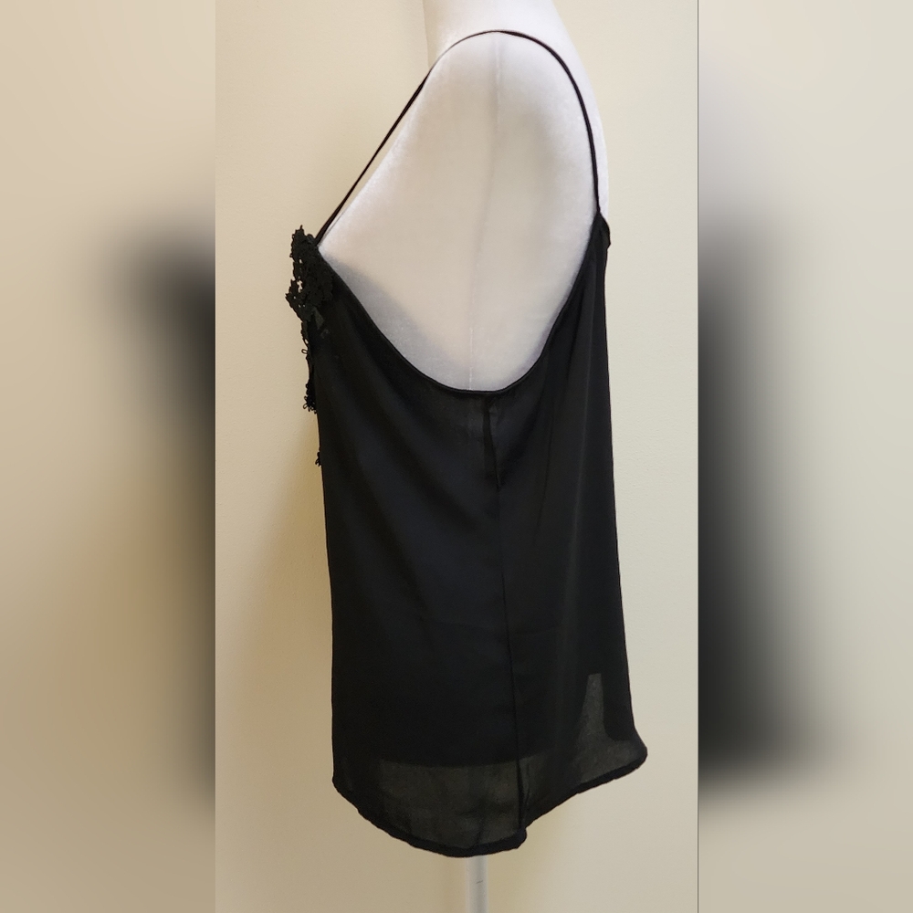 Black Lace Up Camisole Cami Tank Top Women's Size Medium - Picture 4 of 6